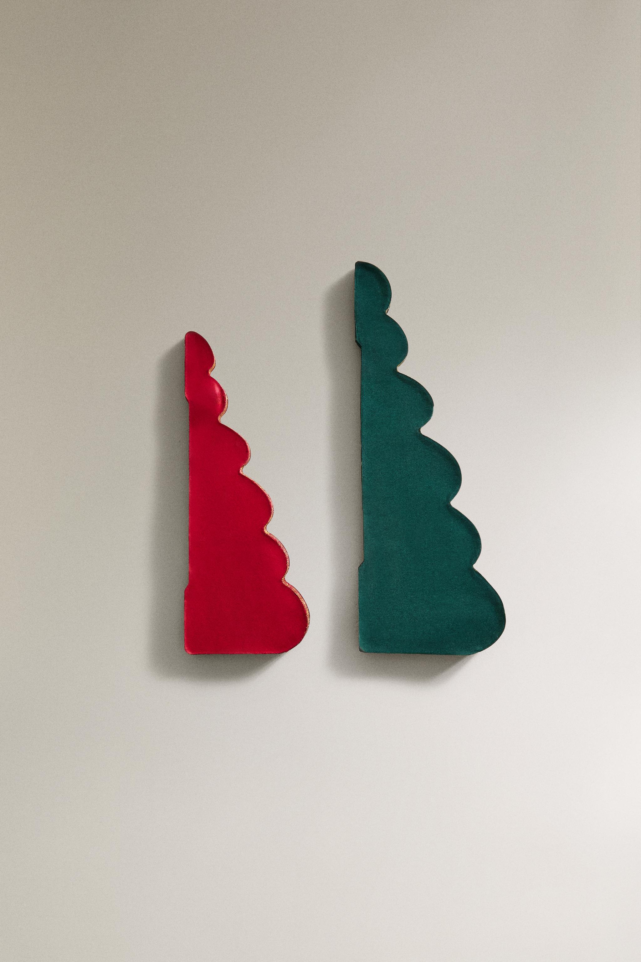 SET OF DECORATIVE CHRISTMAS TREE PAPER ORNAMENTS (SET OF 2)